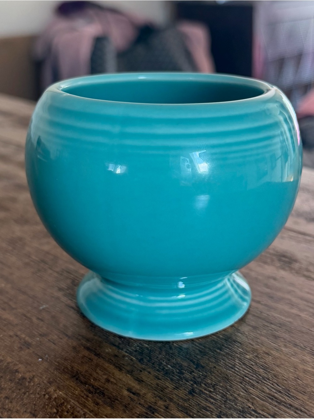 Vintage Fiesta Original Turquoise Glossy Marmalade Jar, No Lid